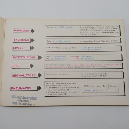 Libretto uso manutenzione Citroen LN (RB-RB) 1978. Ingiallimenti e macchie