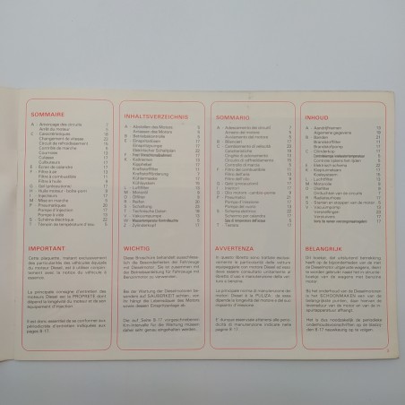 Libretto uso manutenzione Peugeot 305 diesel A30 multilingue. Copertina mediocre