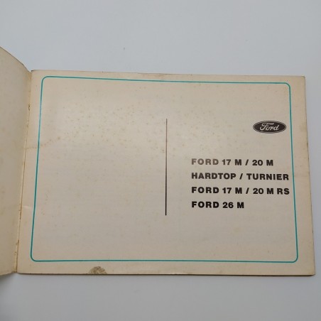 Manuale d'istruzioni Ford 17M/20M 1971. Condizioni mediocri con macchie