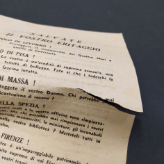 Opuscolo Salvate il vostro eritaggio, ritirata nazisti 1944. Strappo 2