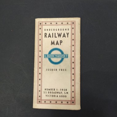 Mappa tascabile dei trasporti Railway e mappa di Londra 1938. Segni del tempo