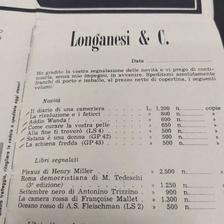 Opuscolo descrizione nuove uscite editoriali Longaresi 1959: Buono