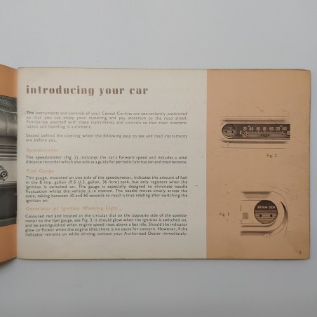 Libretto l'uso Ford Consul Cortina in inglese. Stato di conservazione mediocre