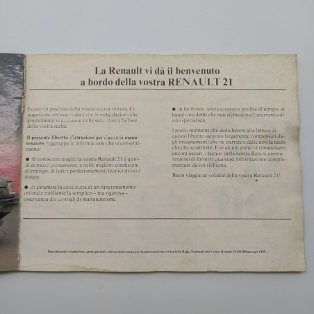 Libretto uso manutenzione Renault 21. Libretto in condizioni mediocri