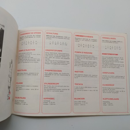 Libretto uso manutenzione Peugeot 305 diesel multilingue. Condizioni mediocri.