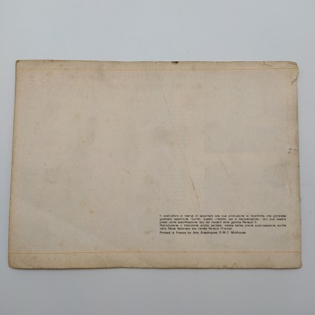 Libretto uso manutenzione Ranault 5. Copertina mancante. Logoro