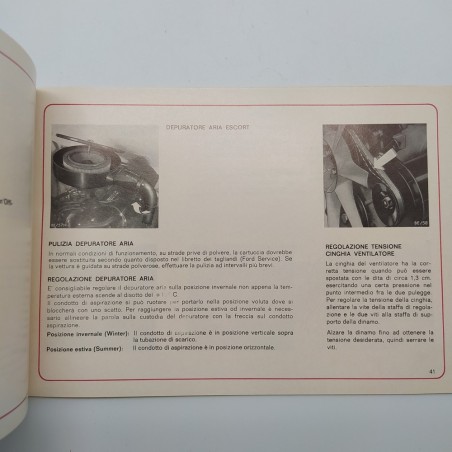 Ford Escort. Manuale d'istruzioni ed. 1971. Copertina segnata e macchie