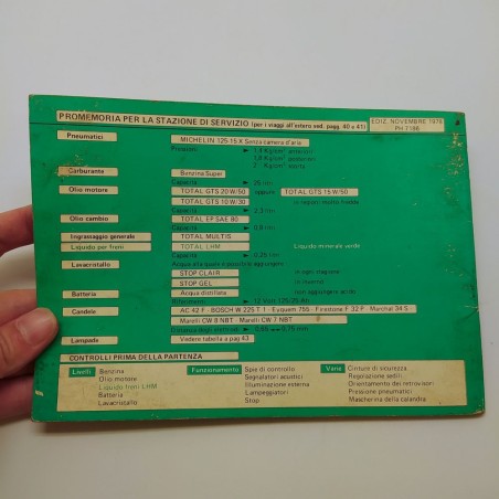 Libretto uso manutenzione Citroen Dyane 6 (AY-CB) 1976. Copertina con foro