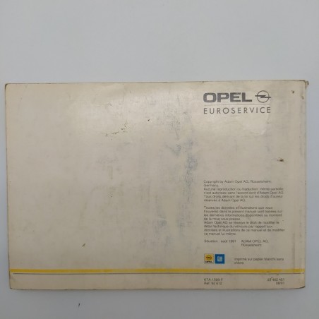 Libretto uso manutenzione Opel in francese 1991. Condizioni mediocri
