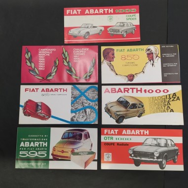 Lotto di 7 brochure Abarth con caratteristiche tecniche anni '60/'70. Buono