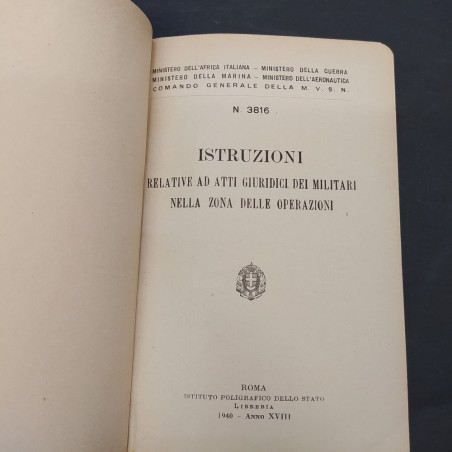 Lotto di 2 libretti istruzioni atti giuridici 1940 e regolamento 1929. buono