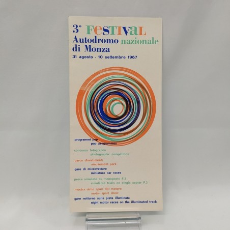 Depliant 3° festival Autodromo di Monza 1967. Segni sul retro, altrimenti buono