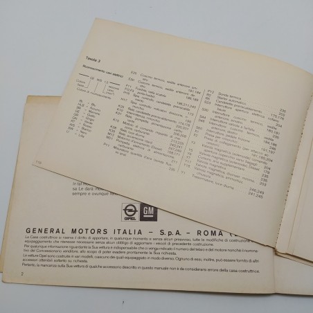 Libretto uso manutenzione Opel Ascona. Pagine staccate. Edizione 1982