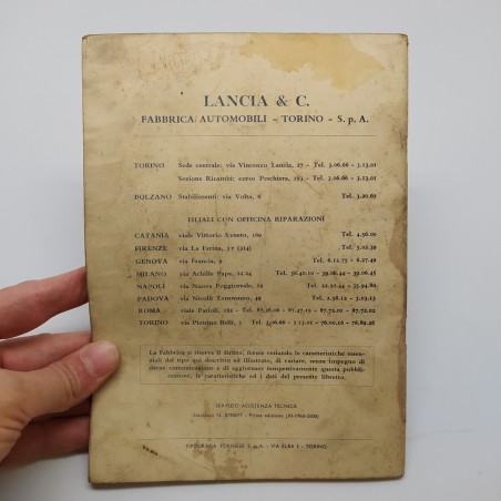 Libretto uso manutenzione Lancia Flavia 1960. Condizioni mediocri