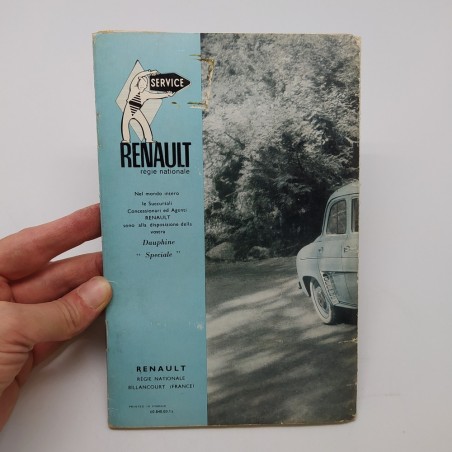 Libretto uso manutenzione Renault Dauphine Speciale 1959. Mediocre