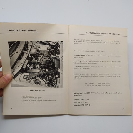 Lancia mod. HPE 1600 & 2000 Libretto uso manutenzione 1975. Logoro
