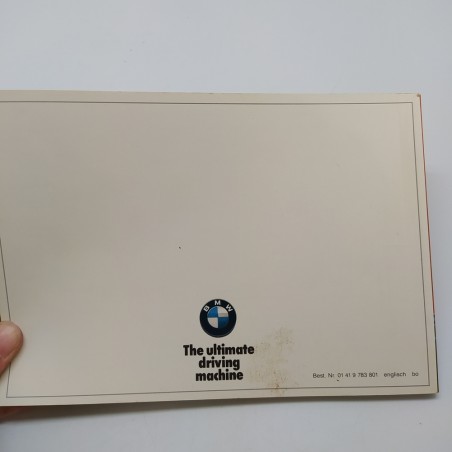 Libretto uso manutenzione BMW Owner's handbook 1990 in inglese. Buono