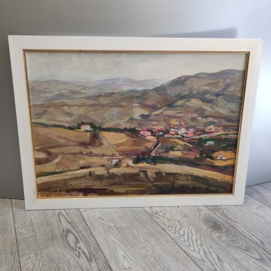 Quadro olio su tavola Angelo Ranzi paesaggio collinoso 1992