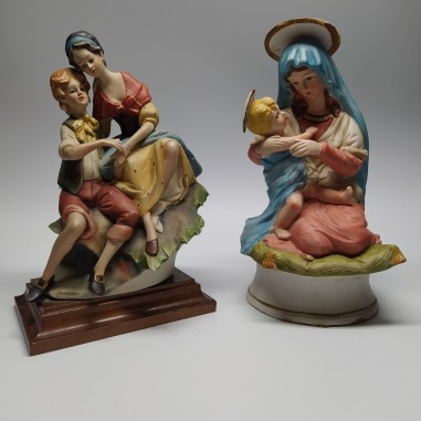 Coppia di ceramiche Capodimonte periodo anni 60/70 fanciulli e Madonna