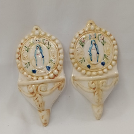 Coppia di acquasantiere in ceramica misura 8x16 cm circa