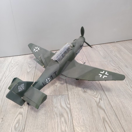 Modellino aereo Stuka WWII in legno l. 65 p. 56 cm piccoli difetti