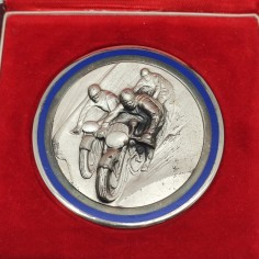 Medaglia FMI in argento per premiazione gara motociclistica con astuccio 2