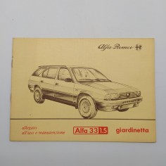 Alfa Romeo Manuale uso e manutenzione mod. Alfa 33, 1.5 Giardinetta. Polvere