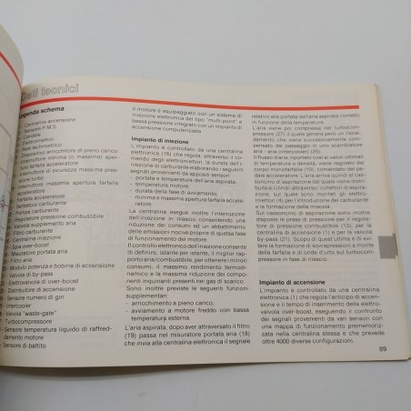 Alfa Romeo Manuale uso e manutenzione vettura 164 Turbo, 1988. Ingiallimenti