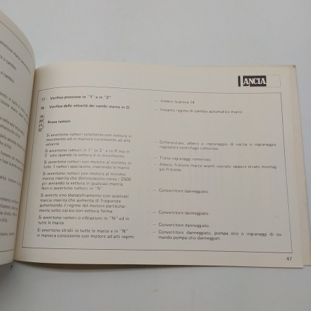 Lancia Guida alla diagnosi BETA automatic 1987. Ingiallimenti e polvere