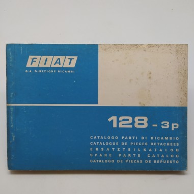 Catalogo parti di ricambio multilingur Fiat 128 - 3P, 1° edizione 1975. Macchie