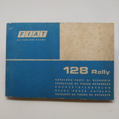 Catalogo parti di ricambio multilingur Fiat 128 Rally, 1° edizione 1975. Macchie