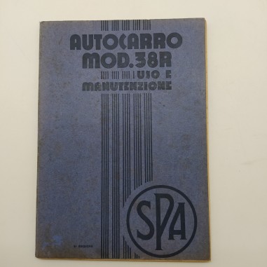 Manuale uso e manutenzione Autocartro SPA mod. 38R, 1940. Pagine scollate