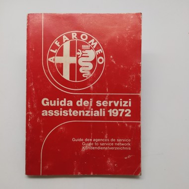 Guida ai servizi assistenziali Alfa Romeo 1972. Sbiadito con macchie