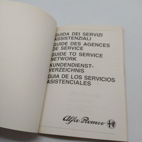 Service Alfa Romeo - Guida dei servizi assistenziali 1989. Polvere