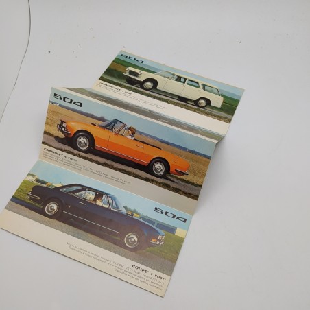Depliant Peugeot 204, 304, 404, 504, anni'70 Timbro in copertina e ingiallimenti