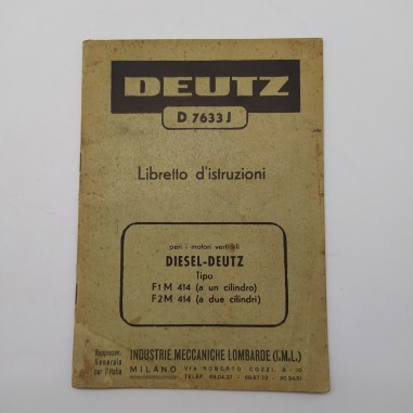 Deutz Libretto d'istruzioni motori diesel tipo F1M 414, F2M 414, 1936. Macchie