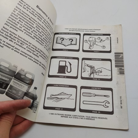 OMC Manuale d'uso e manutenzione francese e inglese. Macchie e polvere.