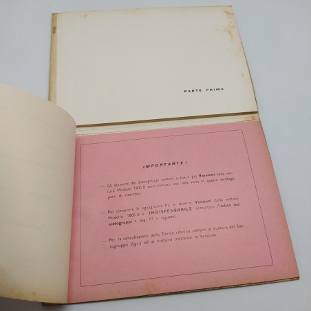 Catalogo parti di ricambio Fiat 1800B carrozzeria, 1° ed. 1961. Mediocre