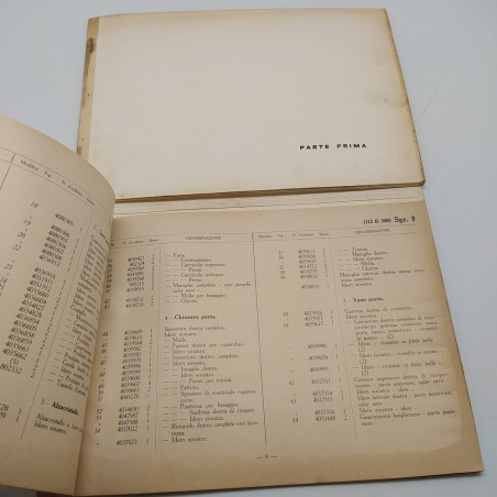 Catalogo parti di ricambio Fiat carrozzzeria mod. 1800B, 1° ed. 1961. Macchie