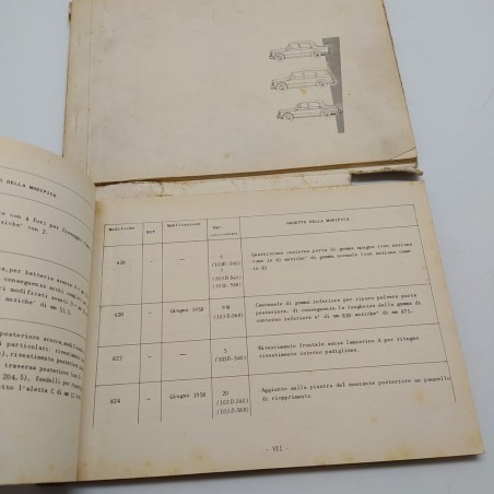 Catalogo parti di ricambio Fiat 1100/103D & 103H, 3° ed. 1959. Strappo profondo