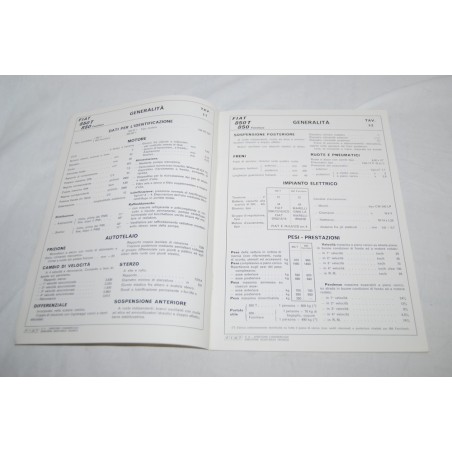 Fiat 850 T & Familiare dati principali per le riparazioni 1972