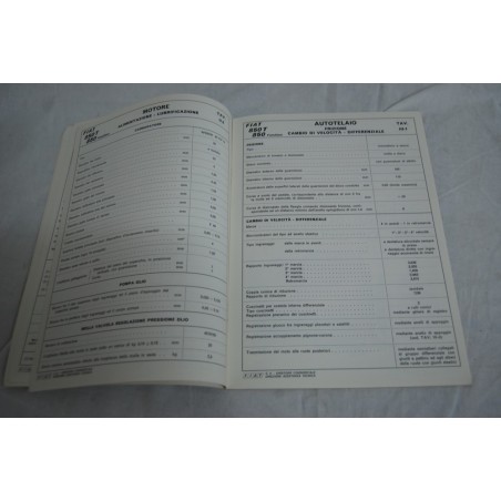 Fiat 850 T & Familiare dati principali per le riparazioni 1972