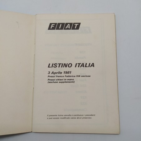 Listino Italia Vetture e veicoli commerciali Fiat, 1981. Polvere e graffi