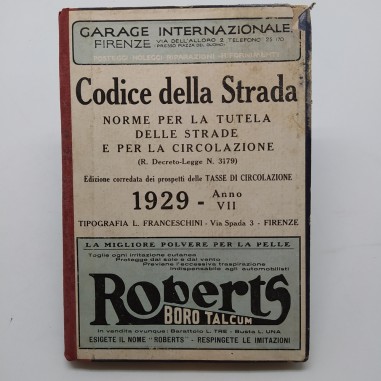 Codice della strada 1929. Rilegatura ristrutturata e sbucciata