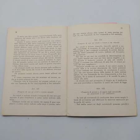 Codice della strada. Omaggio della cassa di risparmio 1959. Copertina macchiata