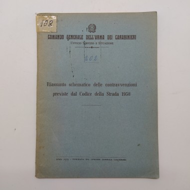 Riassunto schematico delle contravvenzioni al Codice della strada 1958. Polvere