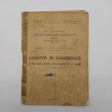 Libretto di controllo iscrizioni e prelievi carburanti. Utenti motori agricoli