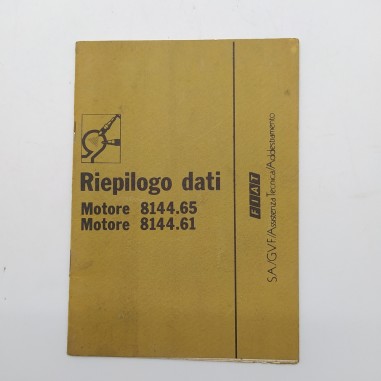 Fiat Riepilogo dati motore 8144.65 & 61, 1977. Ingiallimenti