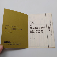 Fiat Riepilogo dati motore 8144.65 & 61, 1977. Ingiallimenti 2