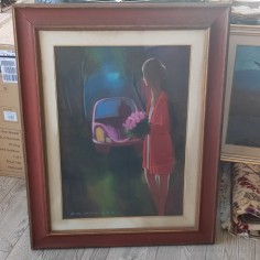 Olio su Tela Eliano Fantuzzi l'appuntamento 50x70 cm 2